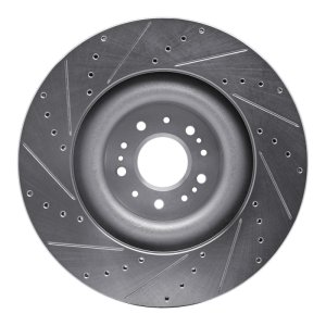 Genesis G90 Brake Rotor (1) - Front Right - R1 Concepts - Drilled & Slotted - Silver - `17-`22